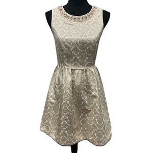 Romeo and Juliet Couture Dress Women's Size Small Sleeveless Jeweled Neck Zip Up